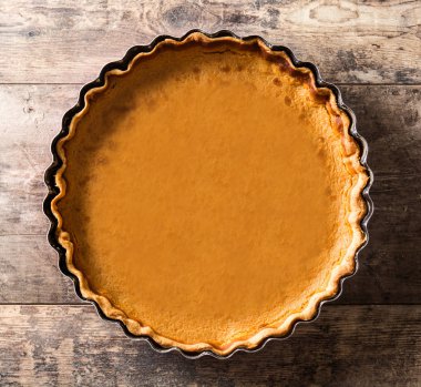 Şükran günü için geleneksel kabak pasta. Üstten görünüm