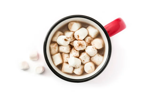 Cacau Natal Com Marshmallow Caneca Isolada Sobre Fundo Branco Vista — Fotografia de Stock