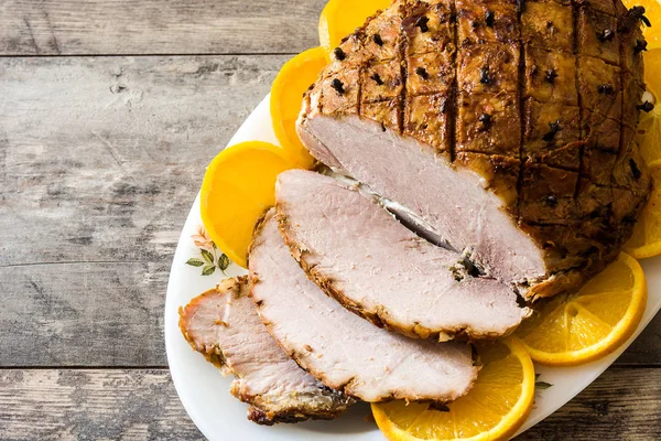 Tradicional homemade honey Glazed Ham for holidays