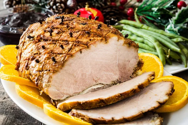 Tradicional Zelfgemaakte Honing Geglazuurd Ham Voor Vakantie — Stockfoto