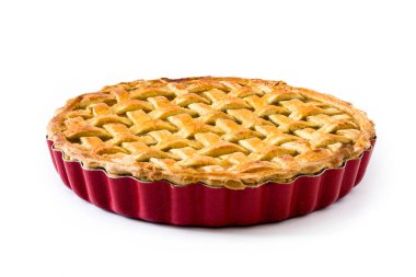 Ev yapımı elma pasta beyaz arka plan üzerinde izole