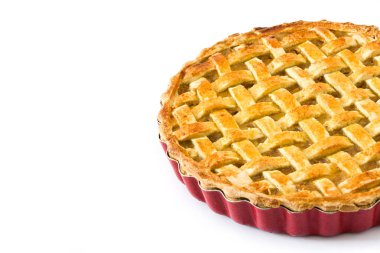 Ev yapımı elma pasta beyaz arka plan üzerinde izole. Boşaltmak