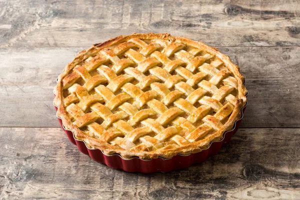 Homemade Apple Pie Wooden Table — Stock Photo, Image