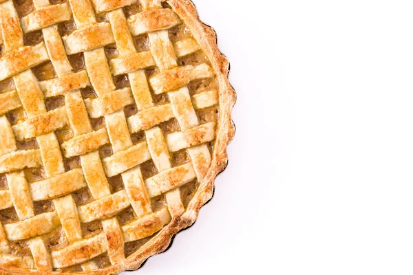 Tarte Aux Pommes Maison Isolée Sur Fond Blanc Vue Dessus — Photo