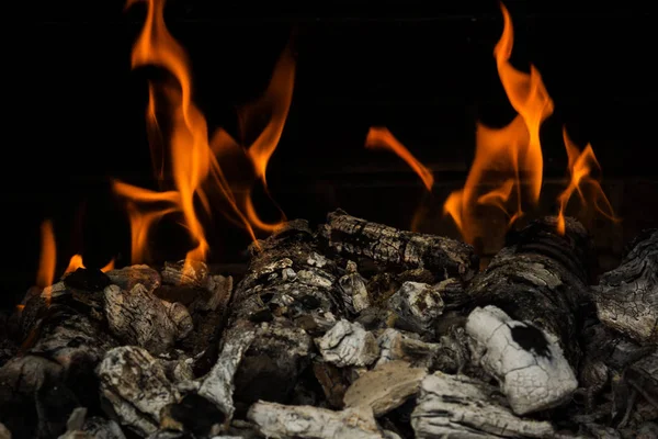 Primo Piano Bruciante Carbone Preparazione Barbecue — Foto Stock