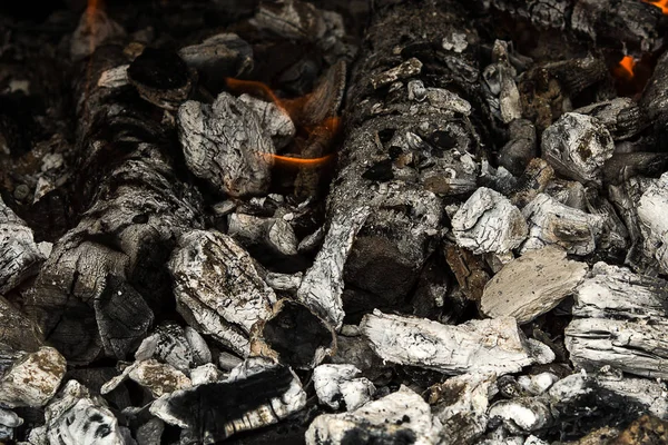 Горящий Уголь Крупным Планом Подготовка Барбекю — стоковое фото