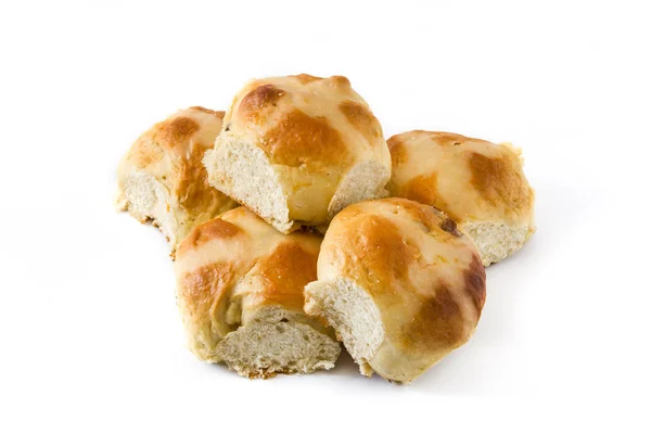 Traditionella Påsk Hot Cross Bullar Isolerad Vit Bakgrund — Stockfoto