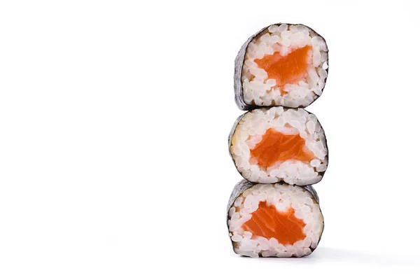 Sushi Rolls White Background Copyspace — Stock Photo, Image