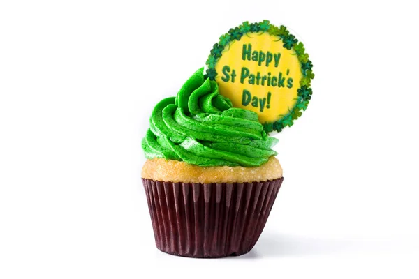 Patrick Day Cupcake Elszigetelt Fehér Background — Stock Fotó