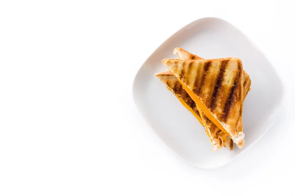 Sandwich Queso Parrilla Aislado Sobre Fondo Blanco Vista Superior Espacio —  Fotos de Stock