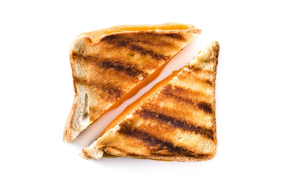 Gegrilltes Käsesandwich Isoliert Auf Weißem Hintergrund Ansicht Von Oben — Stockfoto