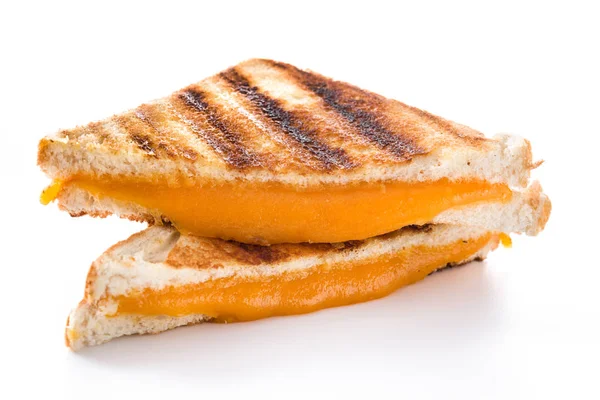 Gegrilde Kaas Sandwich Geïsoleerd Een Witte Achtergrond Close — Stockfoto