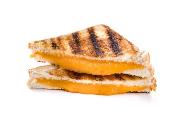 Gegrilde Kaas Sandwich Geïsoleerd Witte Achtergrond — Stockfoto