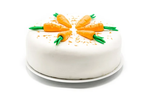 Dolce Torta Carote Isolato Sfondo Bianco — Foto Stock