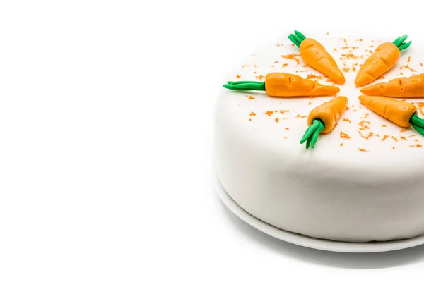 Dolce Torta Carote Isolata Sfondo Bianco Copyspace — Foto Stock