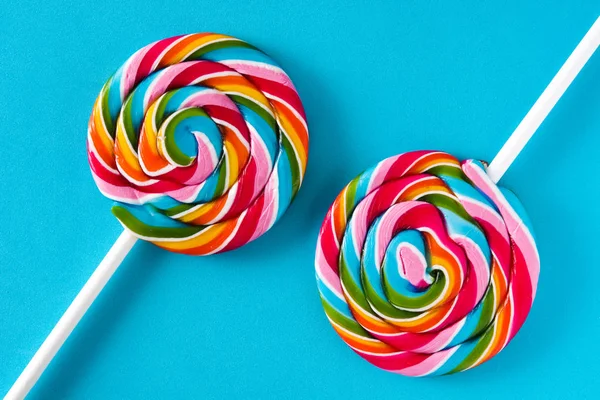 Colorful Lollipops Blue Background — Stock Photo, Image