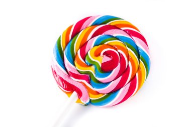 Beyaz arka plan üzerinde izole renkli lolipop. Yakın çekim