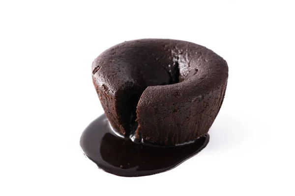 Coulant Schokoladenkuchen Isoliert Auf Weißem Hintergrund — Stockfoto
