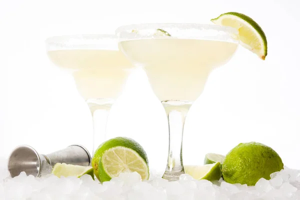 Margarita Cocktails Lime Glass Isolated White Background — Stock Photo, Image