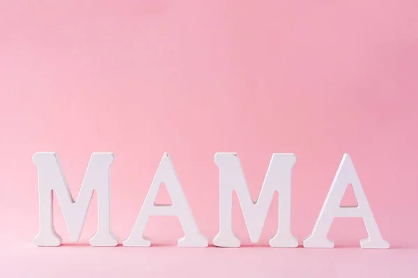Mamãe Palavra Sobre Fundo Rosa Dia Das Mães Espaço Cópia — Fotografia de Stock