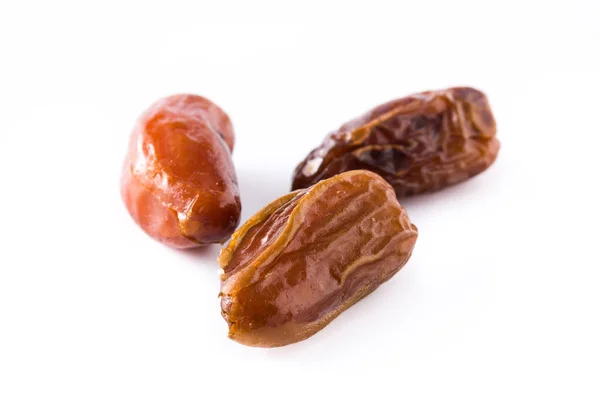 Dates Isolées Sur Fond Blanc Gros Plan — Photo