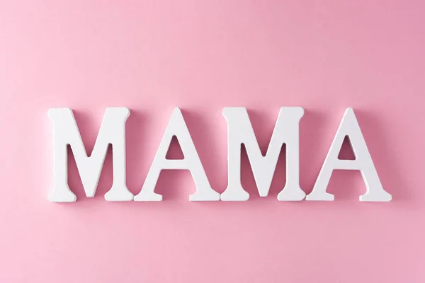 Parola Mamma Sfondo Rosa Concetto Festa Della Mamma — Foto Stock