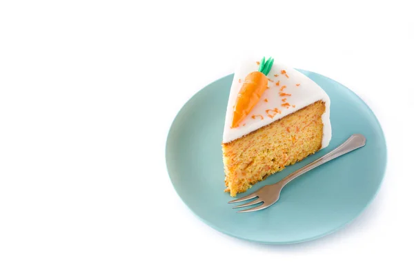 Tranche Gâteau Aux Carottes Sucrées Isolé Sur Fond Blanc Espace — Photo