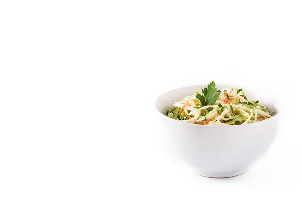 Insalata Insalata Cavolo Ciotola Bianca Isolata Fondo Bianco Copyspace — Foto Stock