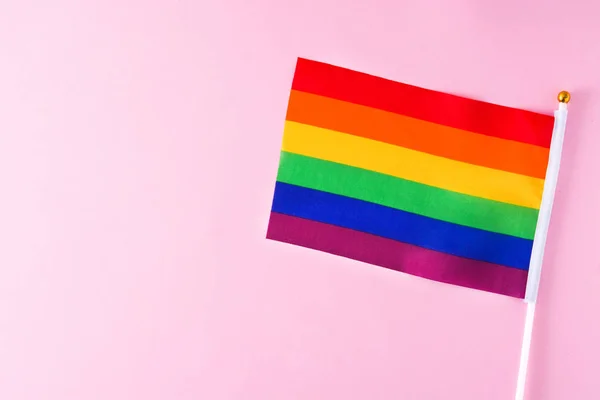 Lgtb Bandeira Arco Íris Gay Orgulho Bandeira Rosa Fundo — Fotografia de Stock