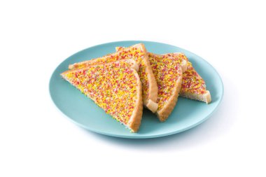 Beyaz arka plan üzerinde izole tabaktabaktabak üzerinde Geleneksel Avustralya peri ekmek