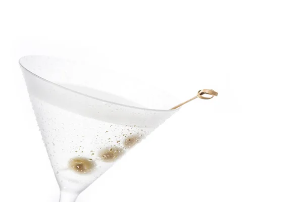 Martini Secco Classico Con Olive Isolate Fondo Bianco Copyspace — Foto Stock