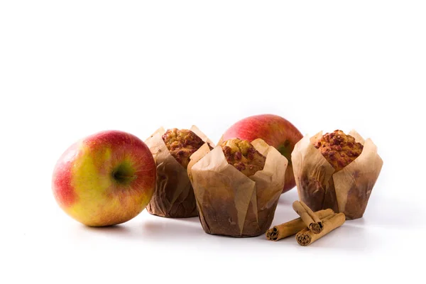 Äpple Och Kanel Muffins Isolerade Vit Bakgrund — Stockfoto