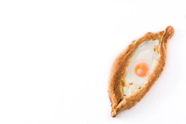 Adjarian Tradicional Khachapuri Georgiano Con Queso Huevo Aislado Sobre Fondo —  Fotos de Stock