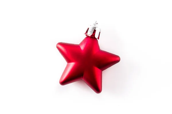 Červené Vánoční Hvězda Dekorace Izolovaných Bílém Pozadí — Stock fotografie