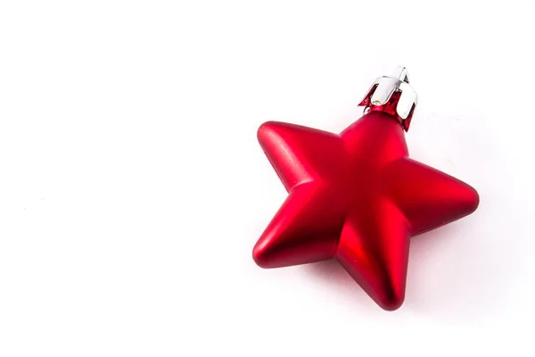 Červená Vánoční Hvězda Izolovaná Bílém Pozadí Copyspace — Stock fotografie