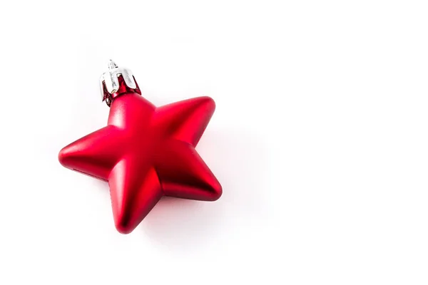 Röd Julstjärna Dekoration Isolerad Vit Bakgrund Copyspace — Stockfoto