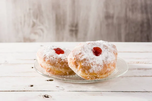 Hanukkah Sufganiyot Donuts Judeus Tradicionais Para Hanukkah — Fotografia de Stock