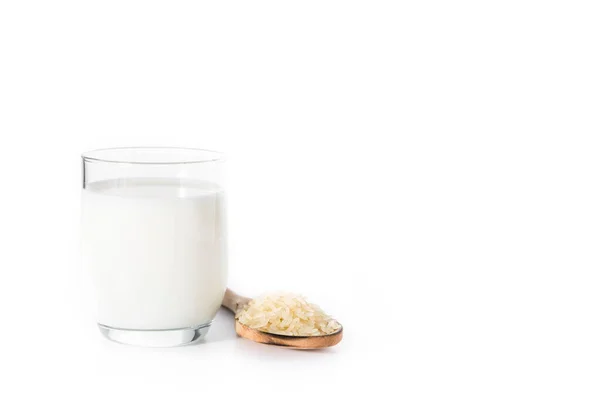 Reismilch Glas Isoliert Auf Weißem Hintergrund Kopierraum — Stockfoto