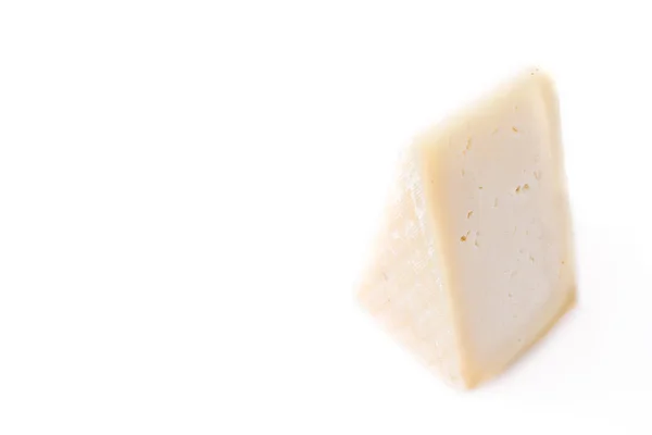 Pezzo Formaggio Bianco Isolato Sfondo Bianco Copia Spazio — Foto Stock