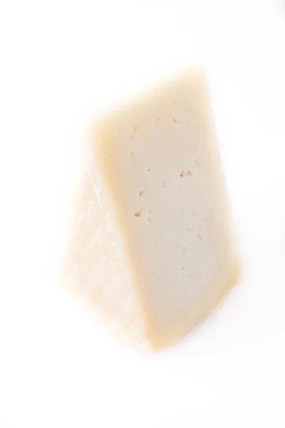 Pieza Queso Blanco Aislada Sobre Fondo Blanco — Foto de Stock