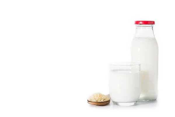 Reismilch Glas Isoliert Auf Weißem Hintergrund Kopierraum — Stockfoto