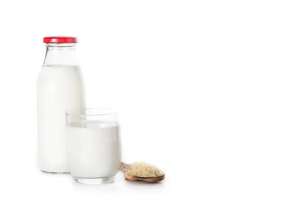 Reismilch Glas Isoliert Auf Weißem Hintergrund — Stockfoto