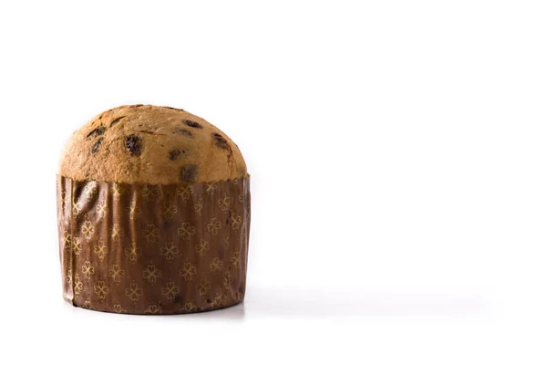 Christmas Chocolate Panettone Cake Isolated White Background Copy Space — Stock Photo, Image