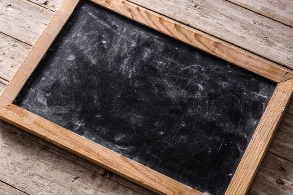 Pizarra Sobre Fondo Madera Con Espacio Para Copiar — Foto de Stock