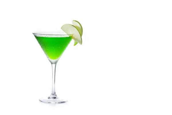 Green Appletini Cocktail Glass Isolated White Copy Space — Stock Photo, Image