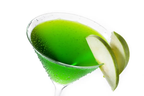 Zielony Koktajl Jabłkowy Szklance Odizolowany Białym Tle — Zdjęcie stockowe