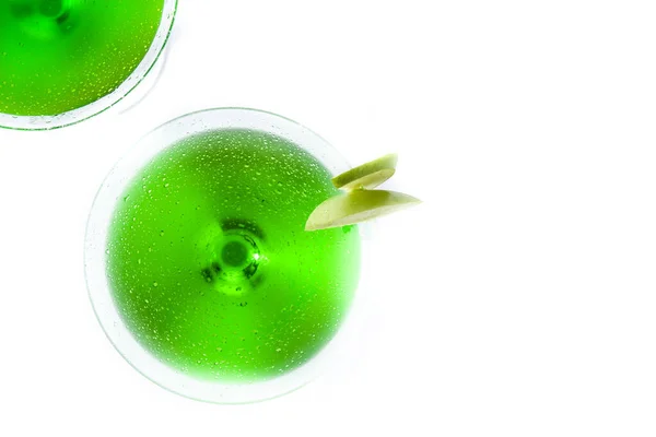 Cóctel Appletini Verde Vaso Aislado Sobre Fondo Blanco Vista Superior — Foto de Stock