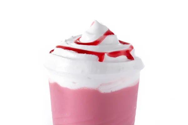 Erdbeer Eismilchshake Isoliert Auf Weißem Hintergrund — Stockfoto