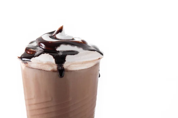 Chocolade Ijs Milkshake Geïsoleerd Witte Achtergrond — Stockfoto