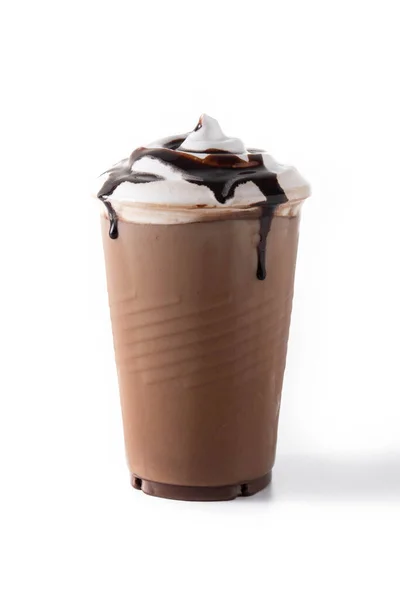 Chocolade Ijs Milkshake Geïsoleerd Witte Achtergrond — Stockfoto